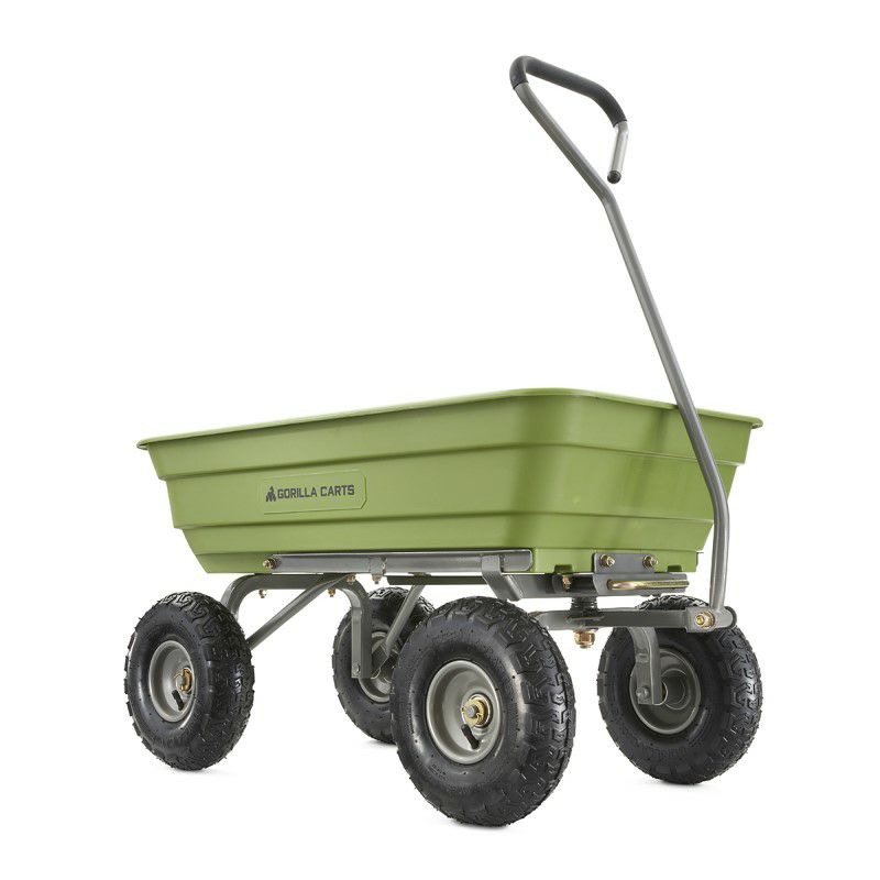 ガーデンダンプカートポリキャリーカートワゴングリーンゴリラカートGorillaCartsPolyGardenDumpCartwithSteelFrameand10"PneumaticTires,600-lbs.Capacity,GreenGOR4G(-COM)