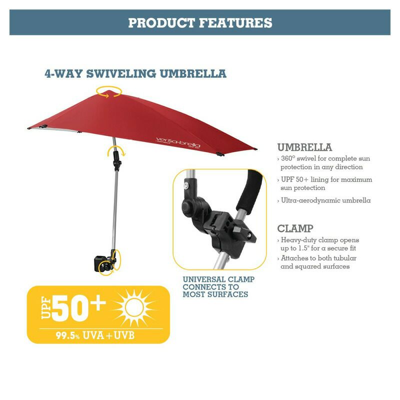 クリップ付日傘紫外線防止アウトドアキャンプゴルフスポーツSport-BrellaVersa-BrellaSPF50+AdjustableUmbrellawithUniversalClamp