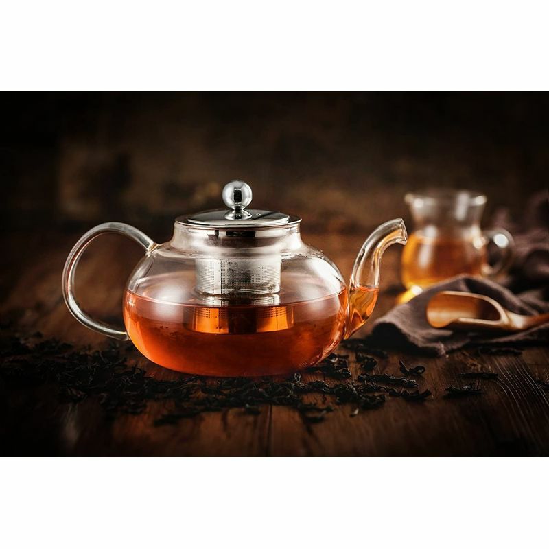 ガラスティーポット直火OKやかんケトル紅茶800mlGreenTeaKettleGlass-LooseLeafTeaPotwithInfuserandLid-TeapotwithStrainer