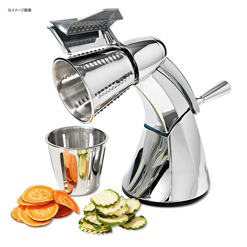 手動キッチンシュレッダーステンレススライサーおろし金野菜チーズ360CookwareKitchenCutterforVegetableGrating,Slicing,FineShredding,WaffleCutandCheeseGrating.CounterTopSuction.EasytoClean.5StainlessSteelConesIncluded