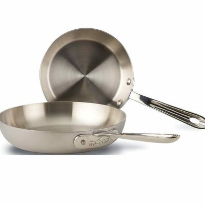 オールクラッド d5 ステンレス フライパン 直径19cm 23cm 2点セット All-Clad BD5510609 D5 Brushed 18/10 Stainless Steel 5-Ply Bonded Dishwasher Safe 7.5-Inch and 9-Inch French Skillet Cookware Set