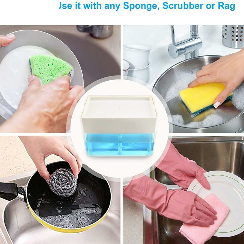 スポンジ用ソープディスペンサー380mlスポンジ置きホルダーキッチンSoapDispenserforKitchen+SpongeHolder2-in-1-InnovativeDesigned