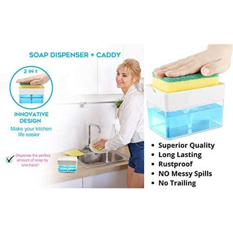 スポンジ用ソープディスペンサー380mlスポンジ置きホルダーキッチンSoapDispenserforKitchen+SpongeHolder2-in-1-InnovativeDesigned