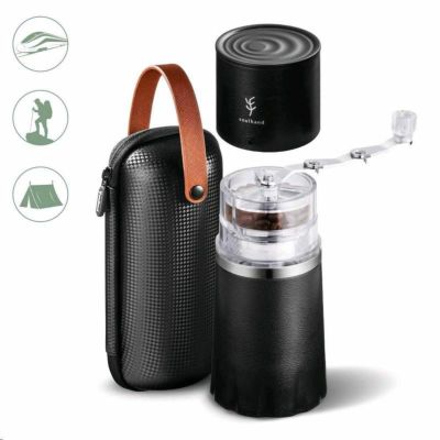手動 コーヒーミル＆メーカー 豆挽き付 コーヒーメーカー ブラック ケース付 Soulhand Portable Coffee Grinder Set,Manual Coffee Grinder with Adjustable Ceramic Burr and Foldable Hand Crank, All -in-One Cof