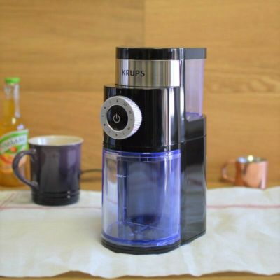 電動コーヒー豆挽きグラインダーミルうす式臼式クラップスブラックKRUPSGX5000BurrCoffeeGrinder,ElectricCoffeeGrinderwithGrindSizeandCupSelection家電