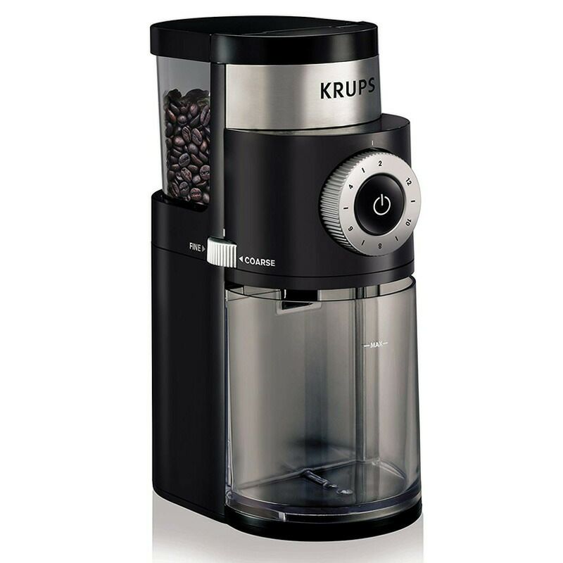 電動コーヒー豆挽きグラインダーミルうす式臼式クラップスブラックKRUPSGX5000BurrCoffeeGrinder,ElectricCoffeeGrinderwithGrindSizeandCupSelection家電