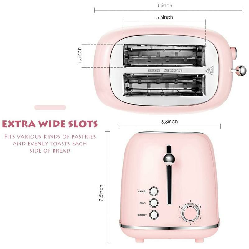 トースター2枚焼ステンレスレトロREDMOND2SliceToasterRetroStainlessSteelToasterwithBagel,Cancel,DefrostFunctionand6BreadShadeSettingsBreadToaster,ExtraWideSlotandRemovableCrumbTray,ST028家電