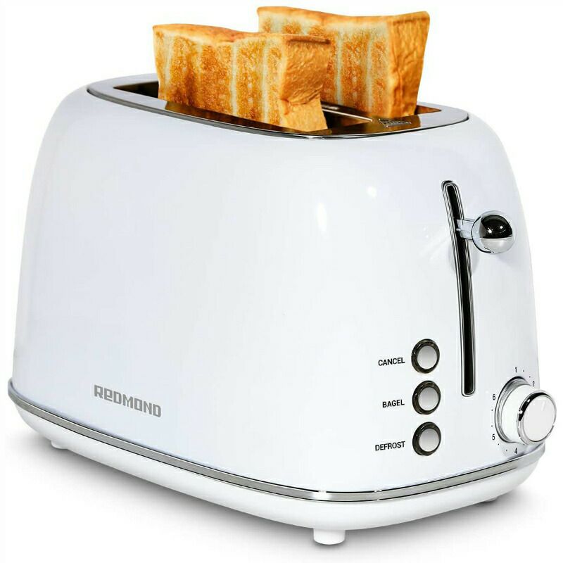 トースター2枚焼ステンレスレトロREDMOND2SliceToasterRetroStainlessSteelToasterwithBagel,Cancel,DefrostFunctionand6BreadShadeSettingsBreadToaster,ExtraWideSlotandRemovableCrumbTray,ST028家電