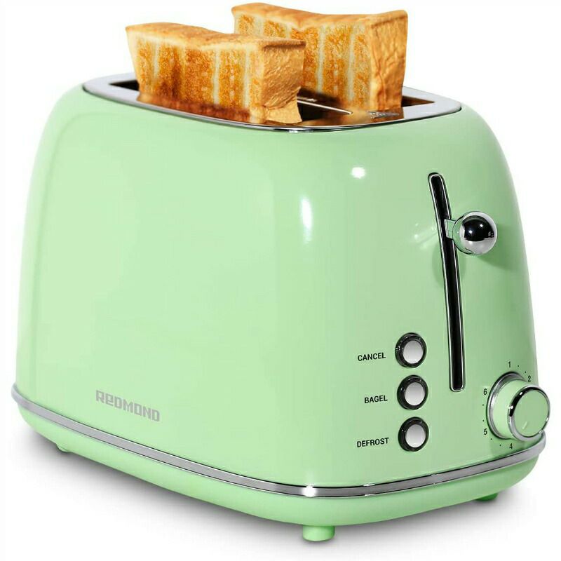 トースター2枚焼ステンレスレトロREDMOND2SliceToasterRetroStainlessSteelToasterwithBagel,Cancel,DefrostFunctionand6BreadShadeSettingsBreadToaster,ExtraWideSlotandRemovableCrumbTray,ST028家電