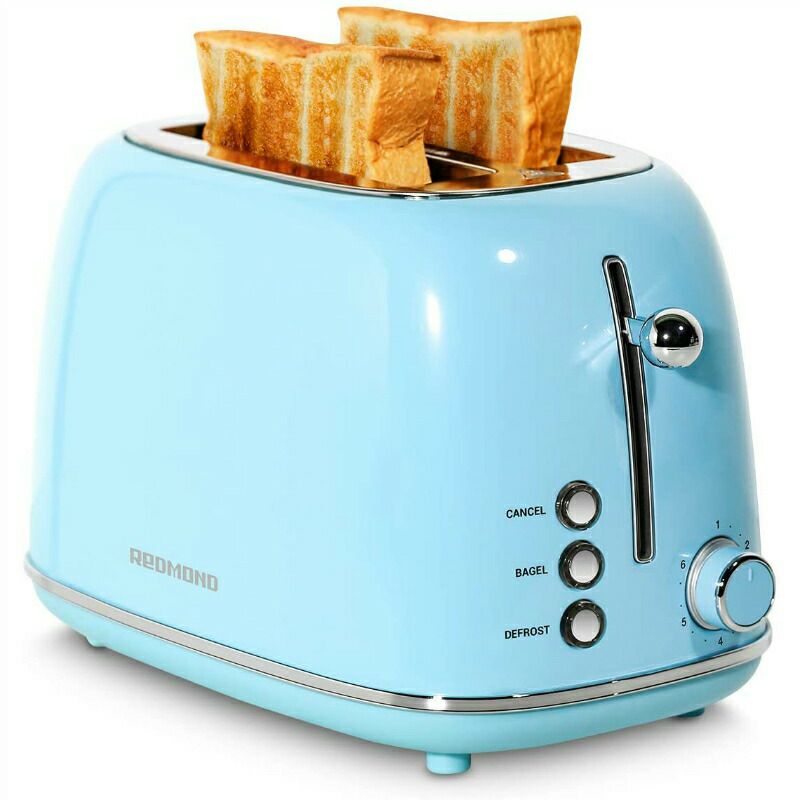 トースター2枚焼ステンレスレトロREDMOND2SliceToasterRetroStainlessSteelToasterwithBagel,Cancel,DefrostFunctionand6BreadShadeSettingsBreadToaster,ExtraWideSlotandRemovableCrumbTray,ST028家電