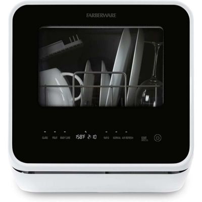 タンク式食洗機食器洗い工事不要FarberwareFDW05ASBWHACompletePortableCountertopDishwasherwith5-LiterBuilt-inWaterTank,5Programs,BabyCare,Glass&FruitWash-White家電