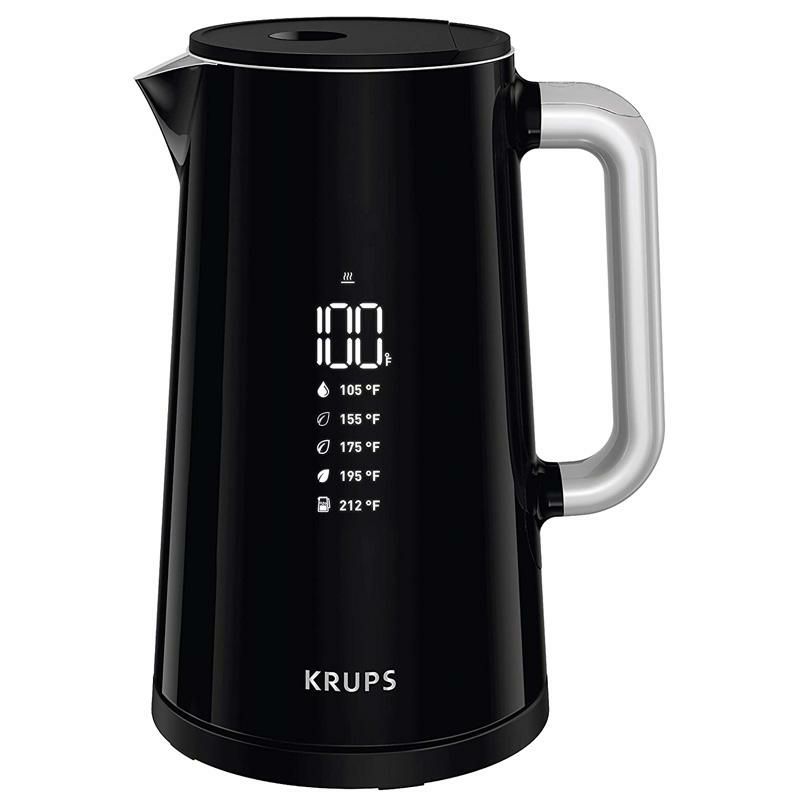 電気ケトル1.7L温度調節ステンレスブラック黒クラップスKRUPSBW801852SmartTempDigitalKettleFullStainlessInteriorandSafetyOff,1.7-Liter,Black家電