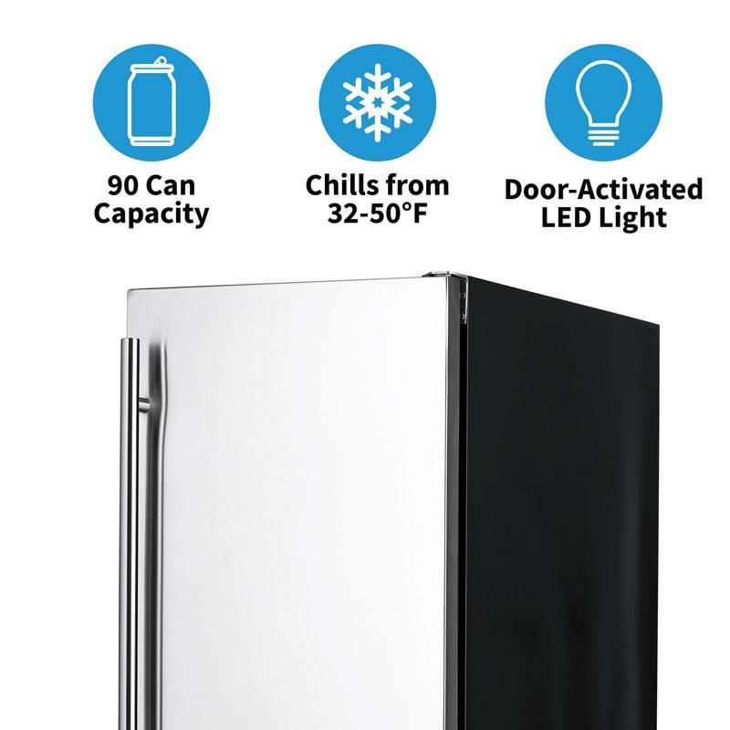 全天候型冷蔵庫ビルトイン最大90缶キャスター付ステンレス屋外設置NewAir15”Built-in90CanOutdoorBeverageFridgeinWeatherproofStainlessSteel家電