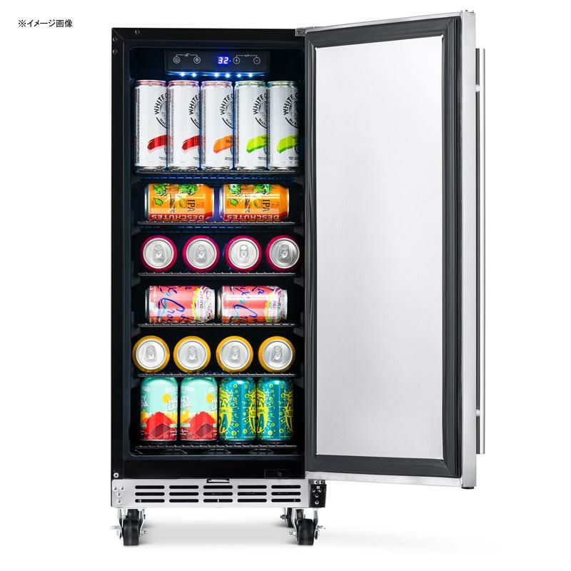 全天候型冷蔵庫ビルトイン最大90缶キャスター付ステンレス屋外設置NewAir15”Built-in90CanOutdoorBeverageFridgeinWeatherproofStainlessSteel家電