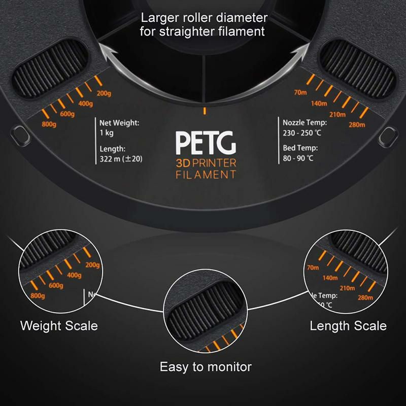 3Dプリンター用フィラメント直径1.75mm長さ322mOVERTUREPETGFilament1.75mmwith3DBuildSurface200x200mm3DPrinterConsumables,1kgSpool(2.2lbs),DimensionalAccuracy+/-0.05mm,FitMostFDMPrinter,Black