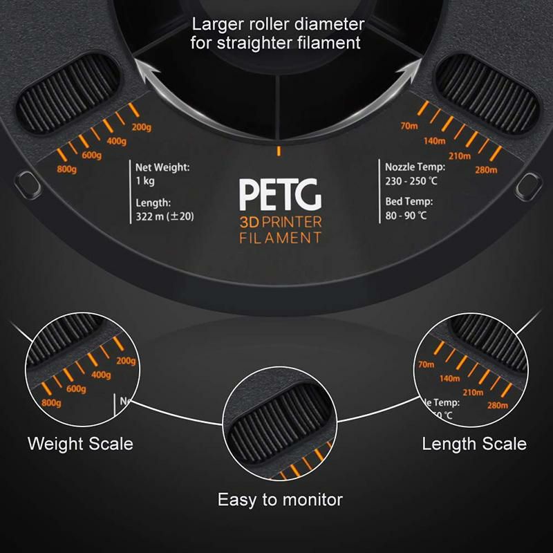 3Dプリンター用フィラメント直径1.75mm長さ322mOVERTUREPETGFilament1.75mmwith3DBuildSurface200x200mm3DPrinterConsumables,1kgSpool(2.2lbs),DimensionalAccuracy+/-0.05mm,FitMostFDMPrinter,Black