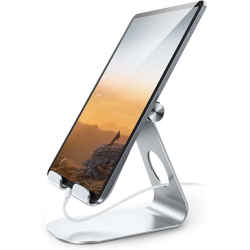 タブレットスタンド調整可能TabletStandAdjustable,LamicallTabletStand:DesktopStandHolderDockCompatiblewithTabletSuchasiPadPro9.7,10.5,12.9AirMini432,Kindle,Nexus,Tab,E-Reader(4-13'')-Silver