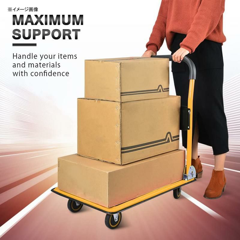 台車折り畳みカート最大150kgPushCartDollybyWellmax,MovingPlatformHandTruck,FoldableforEasyStorageand360DegreeSwivelWheelswith330lbWeightCapacity,YellowColor