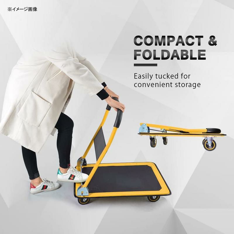 台車折り畳みカート最大150kgPushCartDollybyWellmax,MovingPlatformHandTruck,FoldableforEasyStorageand360DegreeSwivelWheelswith330lbWeightCapacity,YellowColor