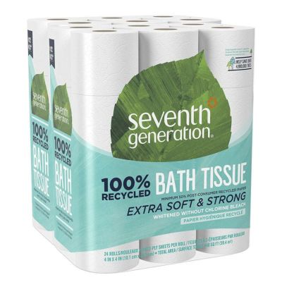 トイレットペーパー ダブル リサイクルペーパー 24ロール 2パック セブンスジェネレーション Seventh Generation White Toilet Paper 2-ply 100% Recycled Paper 24 Rolls x 2 pack - total 48 rolls
