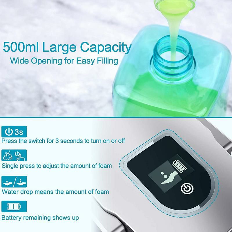 泡ソープディスペンサー電池式500ml電動センサーフォーム石鹸TESECUAutomaticSoapDispenserTouchlessFoamingSoapDispenserBathKitchenCountertopSoapDispenserwithInfraredMotionSensor,Waterproof,500mlLargeCapacity