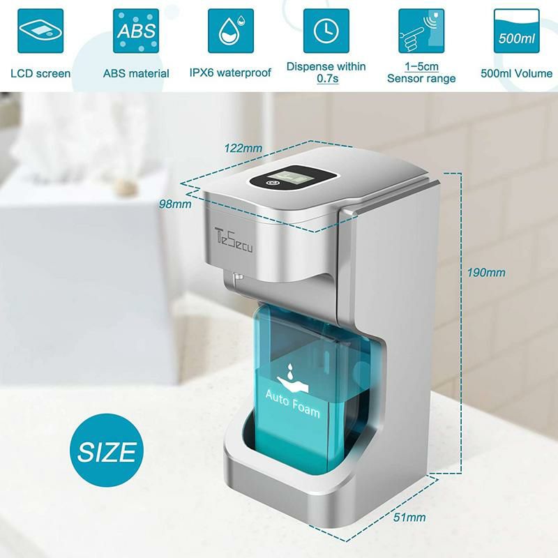 泡ソープディスペンサー電池式500ml電動センサーフォーム石鹸TESECUAutomaticSoapDispenserTouchlessFoamingSoapDispenserBathKitchenCountertopSoapDispenserwithInfraredMotionSensor,Waterproof,500mlLargeCapacity