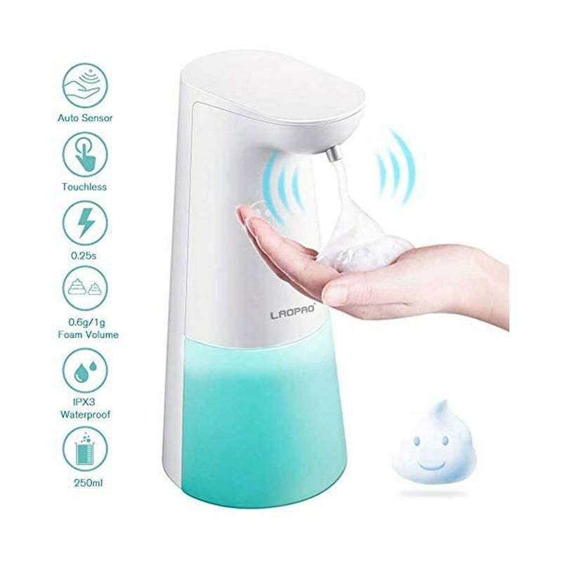 泡ソープディスペンサー電池式240ml電動センサーフォーム石鹸LAOPAOSoapDispenser,TouchlessFoamingSoapDispenserHandFreeCountertopSoapDispensers240mlXmasGiftAutomaticSoapPumpforBathroomKitchen(White)