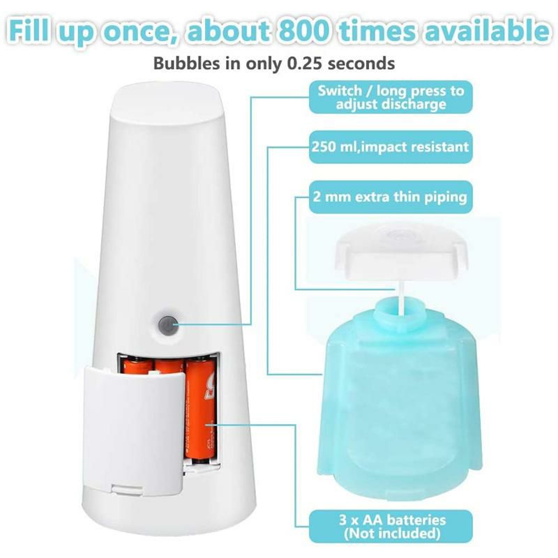 泡ソープディスペンサー電池式240ml電動センサーフォーム石鹸LAOPAOSoapDispenser,TouchlessFoamingSoapDispenserHandFreeCountertopSoapDispensers240mlXmasGiftAutomaticSoapPumpforBathroomKitchen(White)