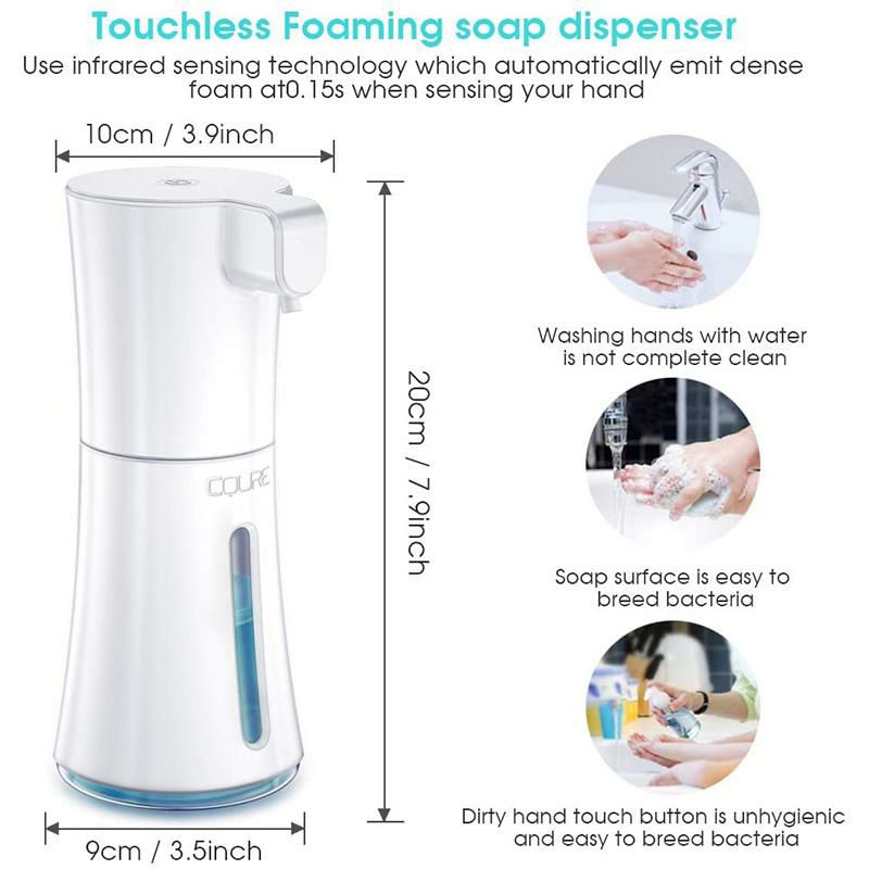 泡ソープディスペンサー電池式450ml電動センサーフォーム石鹸CQURE450ml/15.2ozAutomaticSoapDispenser,AutomaticFoamingHandFreeSoapDispenserTouchless,BatteryOperatedFoamLiquidSoapDispenserforBathroomKitchen(White)