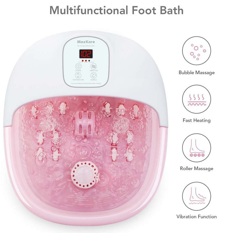 フットバス温度調節マッサージローラーバブルフットスパFootBathMassagerwithHeatBubblesVibrationand14MassageRollers,FootSpaBasinPedicureSoakingFeetwithAdjustableTemperatureandAutoShut-Off,SootheTiredFeetPressure家電