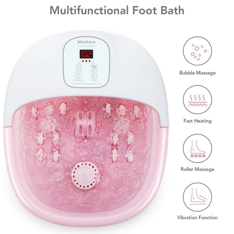 フットバス温度調節マッサージローラーバブルフットスパFootBathMassagerwithHeatBubblesVibrationand14MassageRollers,FootSpaBasinPedicureSoakingFeetwithAdjustableTemperatureandAutoShut-Off,SootheTiredFeetPressure家電