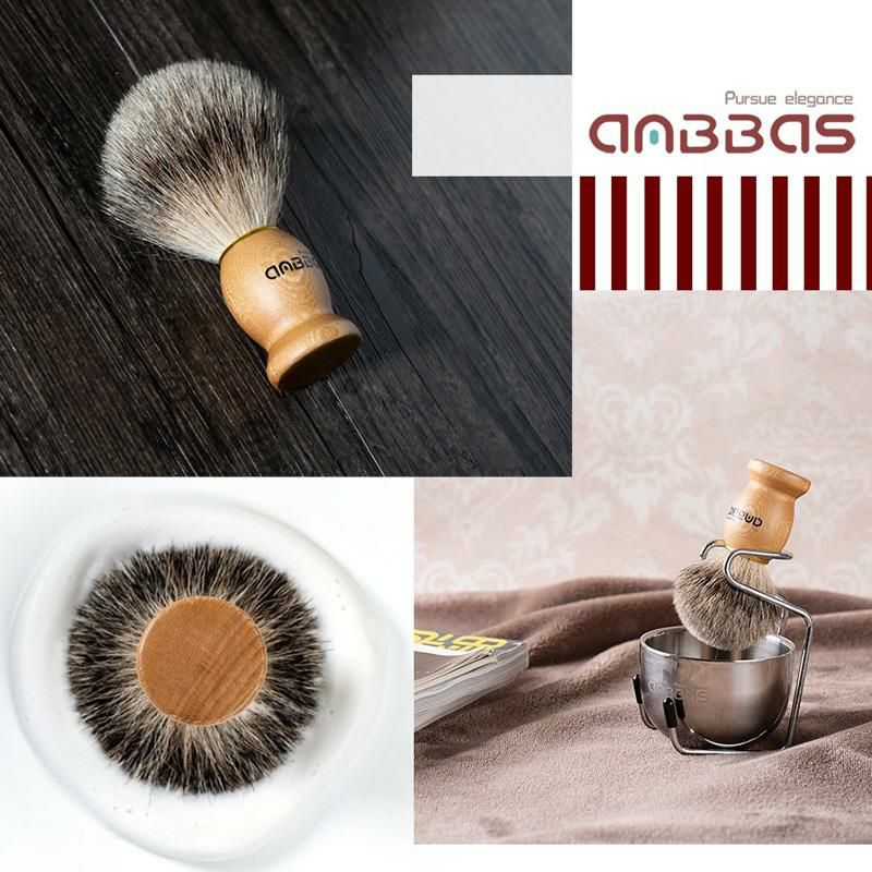 シェービングセットブラシホルダーボウルステンレス髭剃りShavingSet,3in1PureBadgerHairShavingBrushNaturalSolidWoodHandleandStainlessSteelShavingStandwithShavingBowlDia3.2inchesforMenWetShavingbyAnbbas