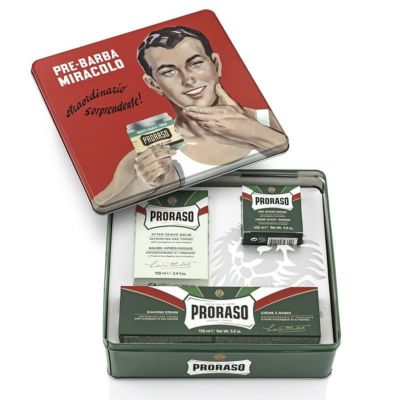 Proraso ギフトセット ジーノ リフレッシュ プレシェーブクリーム シェービングクリーム アフターシェーブバーム イタリア Proraso Vintage Gino Tin Gift Set