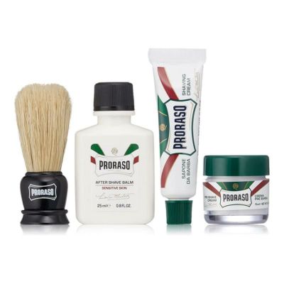 Proraso トラベルシェーブキット プレシェーブクリーム シェーブクリーム アフターシェーブバーム シェービングブラシ イタリア Proraso Travel Shave Kit