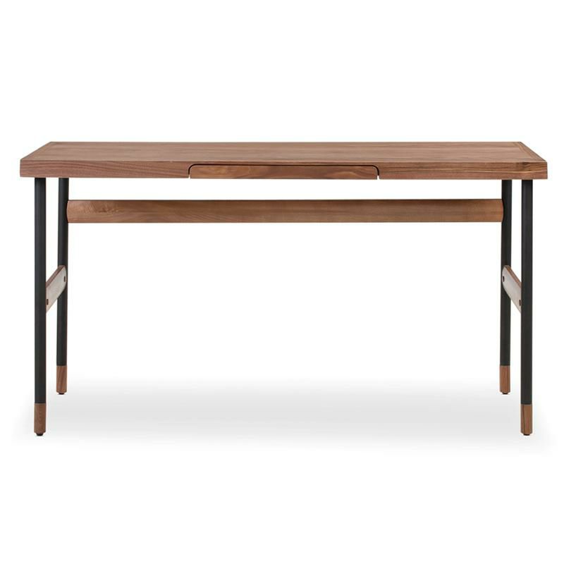 ライティングデスク幅140cmウォルナット引き出し付KardielWALNUTUrbane55"WritingDesk