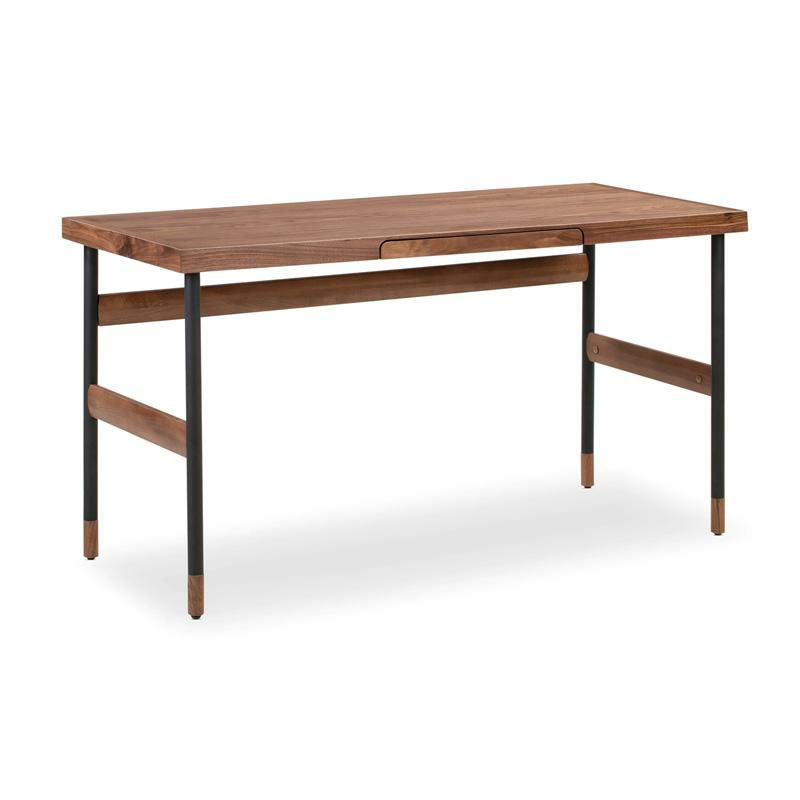 ライティングデスク幅140cmウォルナット引き出し付KardielWALNUTUrbane55"WritingDesk
