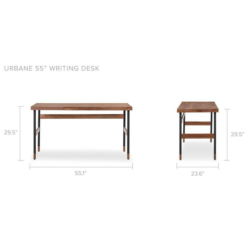 ライティングデスク幅140cmウォルナット引き出し付KardielWALNUTUrbane55"WritingDesk