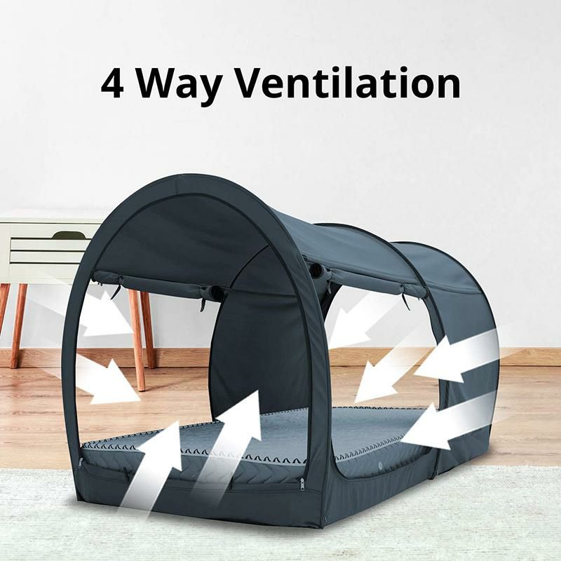 ベッドテント屋内用ポップアッププライバシーBedTentDreamTentsBedCanopyShelterCabinIndoorPrivacyWarmBreathablePopUpFullSizeforKidsandAdultPatentPendingPitchBlack(MattressNotIncluded)