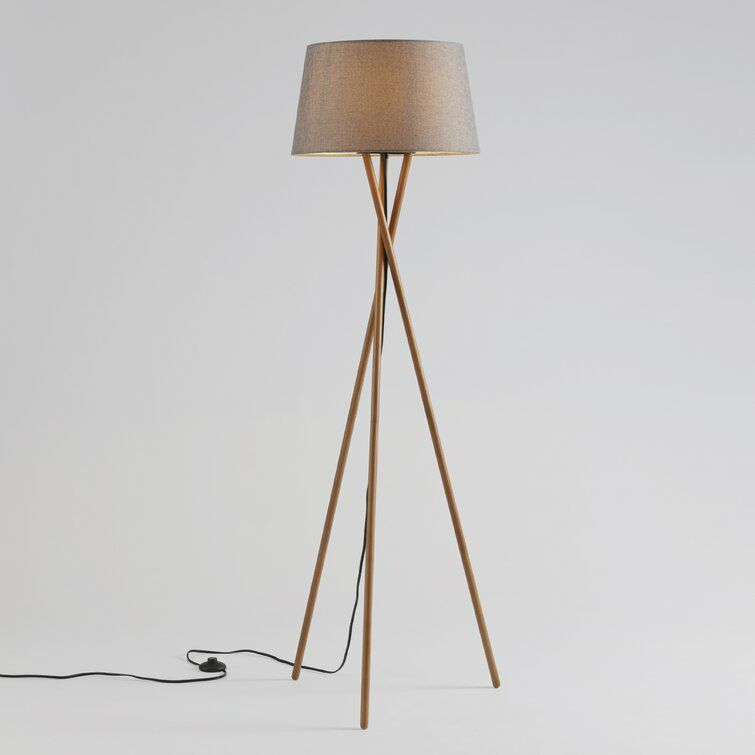 フロアランプ三脚高さ155cm木製ウォルナットスタンドDejong61"TripodFloorLamp