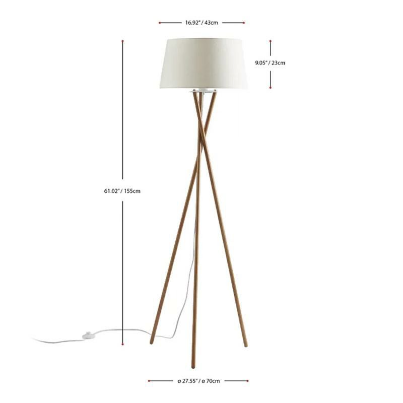 フロアランプ三脚高さ155cm木製ウォルナットスタンドDejong61"TripodFloorLamp