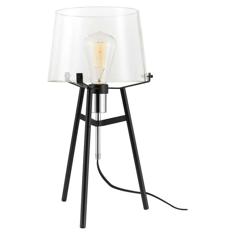 テーブルランプ高さ51cmアクセントライトガラスシェード※電球別売GlobeElectric67024Lancaster20"TableLamp,BlackFinish,ExposedChromeSocket,ClearGlassShade,In-LineRockerSwitch家電