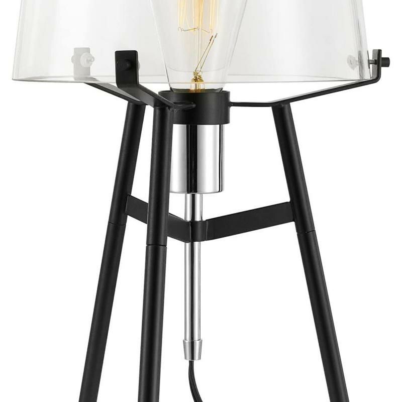 テーブルランプ高さ51cmアクセントライトガラスシェード※電球別売GlobeElectric67024Lancaster20"TableLamp,BlackFinish,ExposedChromeSocket,ClearGlassShade,In-LineRockerSwitch家電