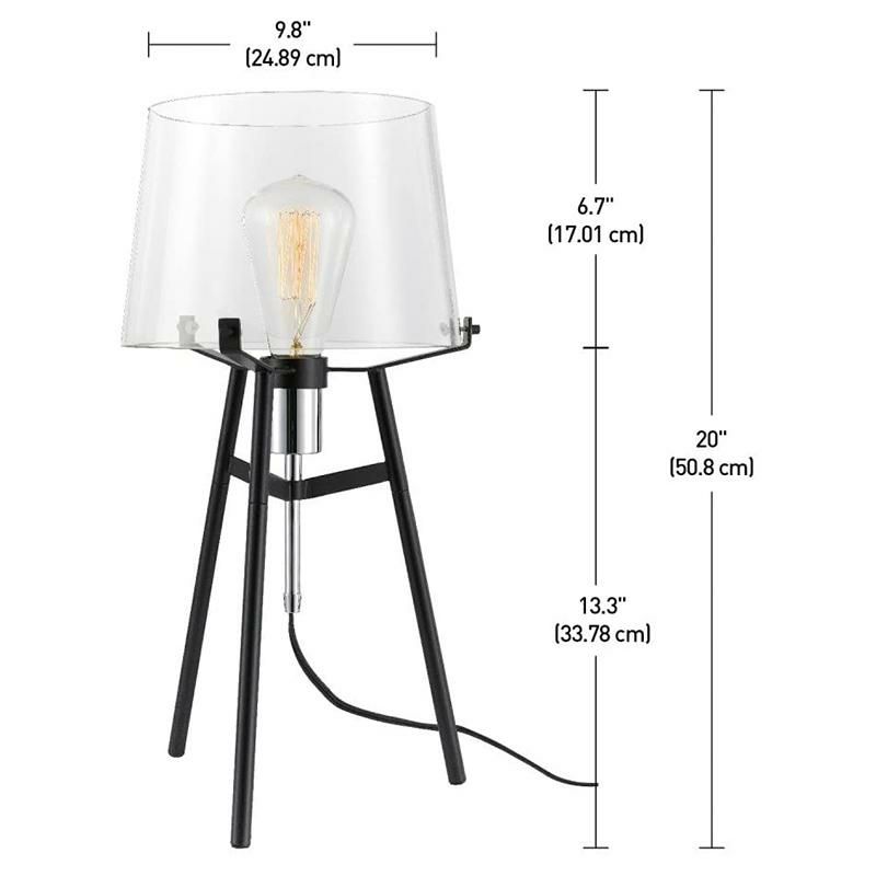 テーブルランプ高さ51cmアクセントライトガラスシェード※電球別売GlobeElectric67024Lancaster20"TableLamp,BlackFinish,ExposedChromeSocket,ClearGlassShade,In-LineRockerSwitch家電