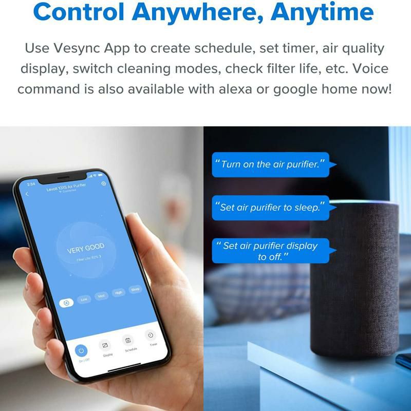 空気清浄機HEPAフィルター消臭静音54畳AlexaGoogleHome接続可能LEVOITSmartWiFiAirPurifierforHomeLargeRoomwithTrueHEPAFilter,AirCleane,LV-PUR131S家電