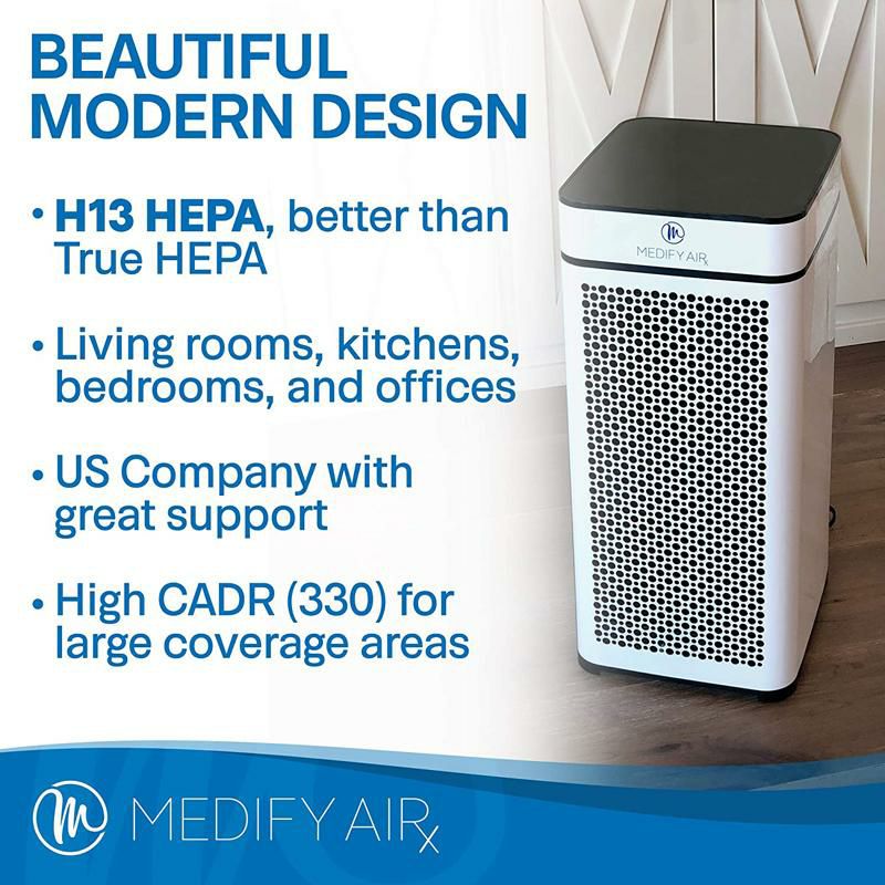 空気清浄機HEPAフィルター消臭96畳MedifyMA-402.0MedicalGradeFiltrationH13TrueHEPAfor840Sq.Ft.AirPurifier,99.97%|ModernDesign-White家電