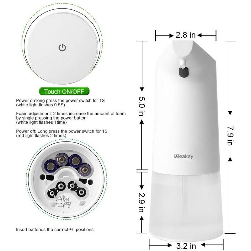 泡ソープディスペンサー電池式AeakeySoapDispenser,ElectricAutomaticFoamingSoapDispenserTouchlessBatteryOperatedAdjustableSoapDispenserVolumeControlSwitchforBathroomKitchenToiletOfficeHotel家電