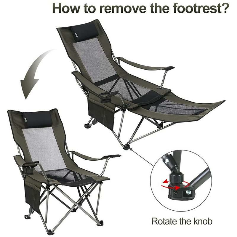 折りたたみ椅子フットレスト付メッシュチェアーアウトドアキャンプビーチOUTDOORLIVINGSUNTIMECampingFoldingPortableMeshChairwithRemovabelFootrest