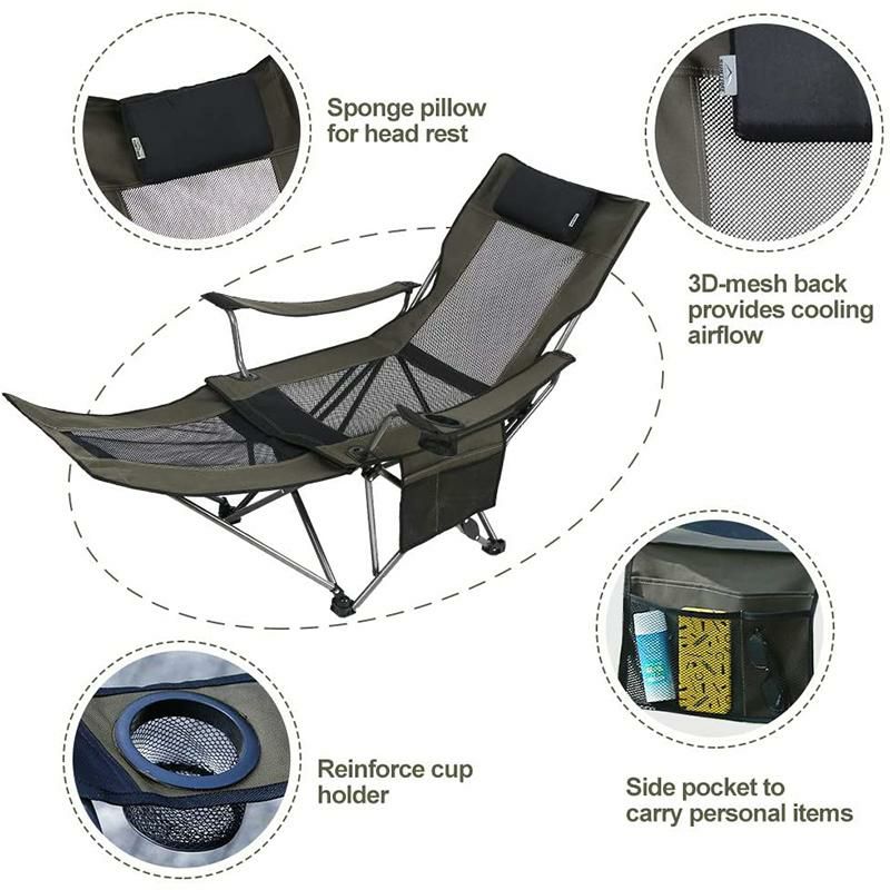 折りたたみ椅子フットレスト付メッシュチェアーアウトドアキャンプビーチOUTDOORLIVINGSUNTIMECampingFoldingPortableMeshChairwithRemovabelFootrest