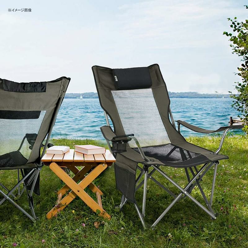 折りたたみ椅子フットレスト付メッシュチェアーアウトドアキャンプビーチOUTDOORLIVINGSUNTIMECampingFoldingPortableMeshChairwithRemovabelFootrest