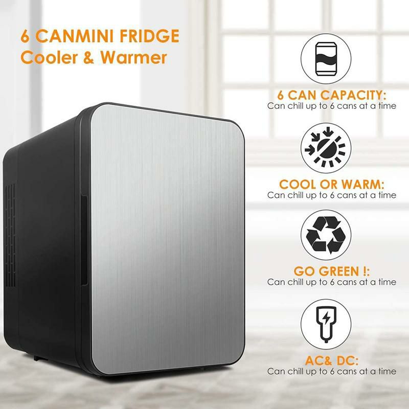 ミニ温冷庫保冷保温4缶4Lシルバー車載可MiniFridgewithCoolerandWarmer,Small4LiterLargeCapacityPortableCompactFridge,SuperQuietIn-VehicleFreezerforCars,Homes,Offices家電